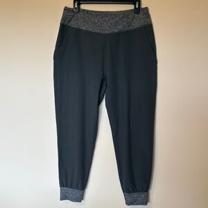 Patagonia Black Track Joggers with Heather Gray Waistband & Cuffs
